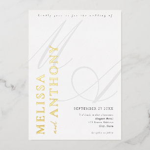 Moderne Minimalistische Hochzeiten in Gold und Wei Folieneinladung