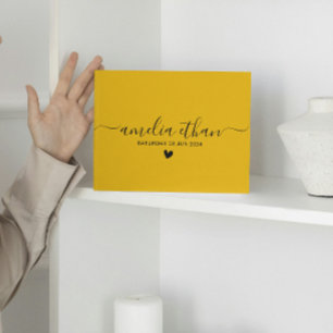 Moderne Minimalistische Hochzeiten Senf gelb Gästebuch