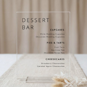Moderne Minimalistische Hochzeits-Dessert-Bar-Spei Acrylschild