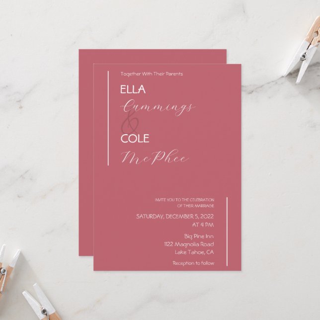 Moderne Minimalistische Hochzeitseinladung Einladung (Vorderseite/Rückseite Beispiel)