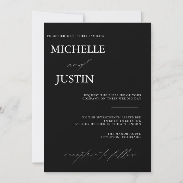Moderne Minimalistische Hochzeitseinladung Einladung (Vorderseite)