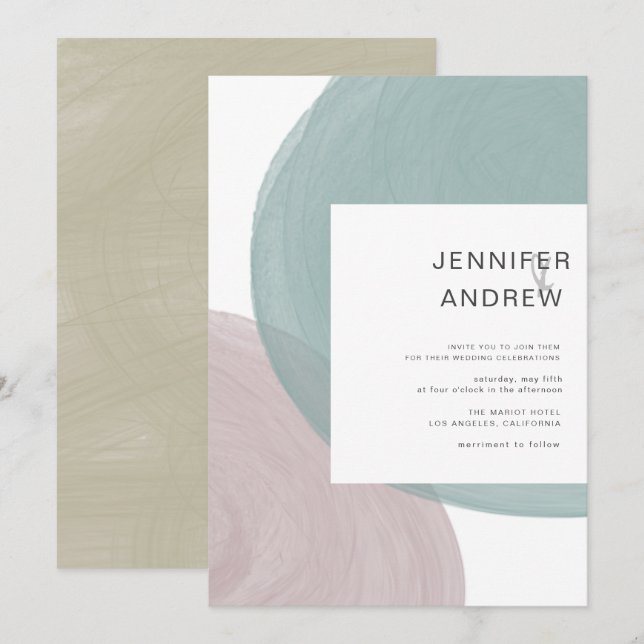 Moderne Minimalistische Hochzeitseinladung Einladung (Vorne/Hinten)