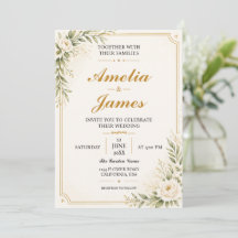 Moderne Minimalistische Hochzeitseinladung Gold El