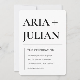 Moderne minimalistische Hochzeitseinladung in Schw Einladung