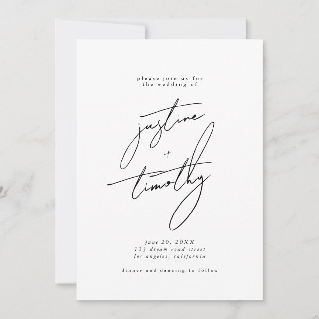 Moderne Minimalistische Hochzeitseinladung Save The Date (Vorderseite)