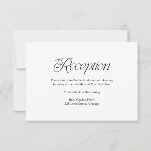 Moderne Minimalistische Hochzeitsempfang-Einlegeka RSVP Karte