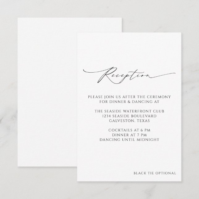 Moderne Minimalistische Hochzeitsempfehlung Begleitkarte (Vorne/Hinten)