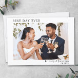 Moderne Minimalistische Hochzeitsfeier Dankeskarte<br><div class="desc">Modernes Minimalistisches Einfaches Best Day Ever Wedding Bridge and Groom Foto Danke Karte</div>