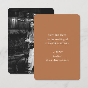 Moderne Minimalistische Hochzeitsfoto-Terrakotta Save The Date