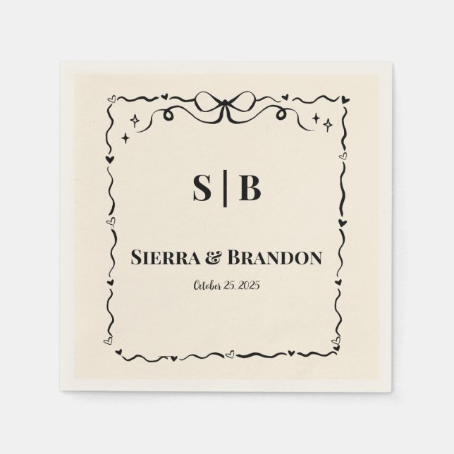 Moderne Minimalistische Hochzeitskanzlei Napkins Serviette (Vorderseite)
