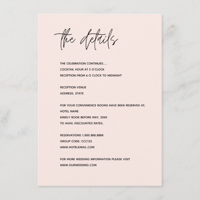 Moderne Minimalistische Hochzeitskarte Begleitkarte (Vorderseite)