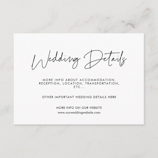 Moderne minimalistische Hochzeitskarte Begleitkarte (Vorderseite)