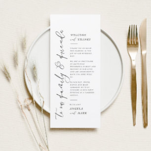 Moderne Minimalistische Hochzeitskarte Dankeschön  Menükarte