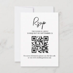 Moderne Minimalistische Hochzeitskarte mit QR-Code RSVP Karte