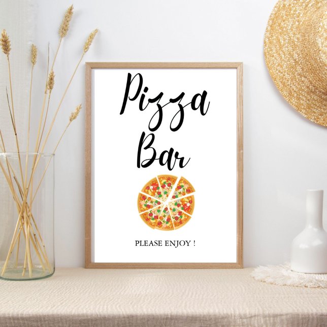 Moderne Minimalistische Hochzeitspizza-Bar für Bra Poster (Von Creator hochgeladen)