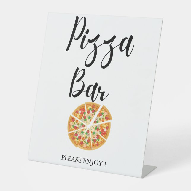 Moderne Minimalistische Hochzeitspizza-Bar für Bra Sockelschild (Vorderseite)