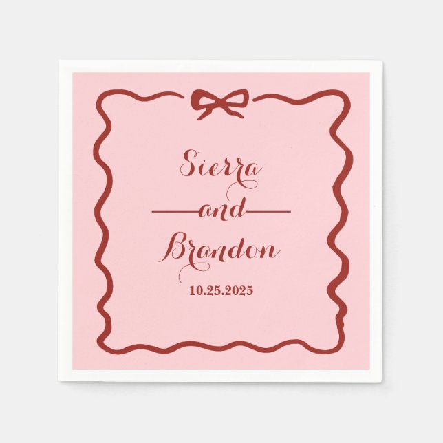 Moderne Minimalistische Hochzeitsrosa Napkins Serviette (Vorderseite)