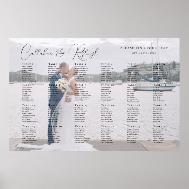 Moderne minimalistische Hochzeitssitzkarte, 24 Tis Poster (Vorne)