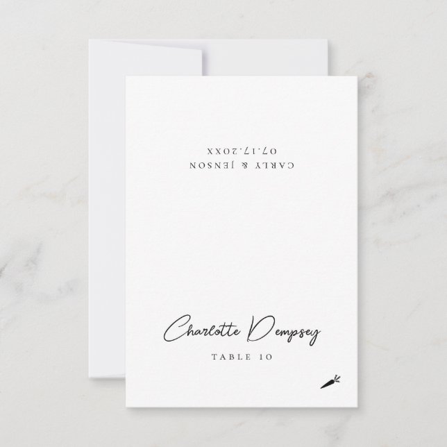 Moderne Minimalistische Hochzeitsszene Platzkarte (Vorderseite)