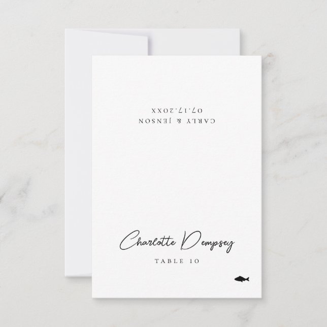 Moderne Minimalistische Hochzeitsszene Platzkarte (Vorderseite)