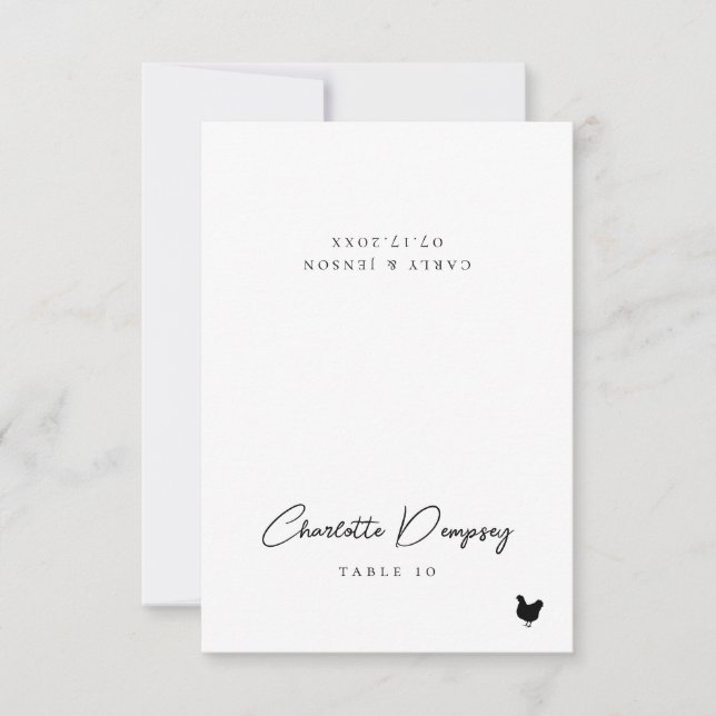 Moderne Minimalistische Hochzeitsszene Platzkarte (Vorderseite)