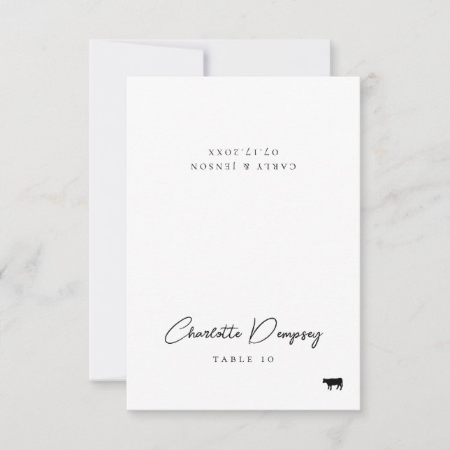Moderne Minimalistische Hochzeitsszene Platzkarte (Vorderseite)