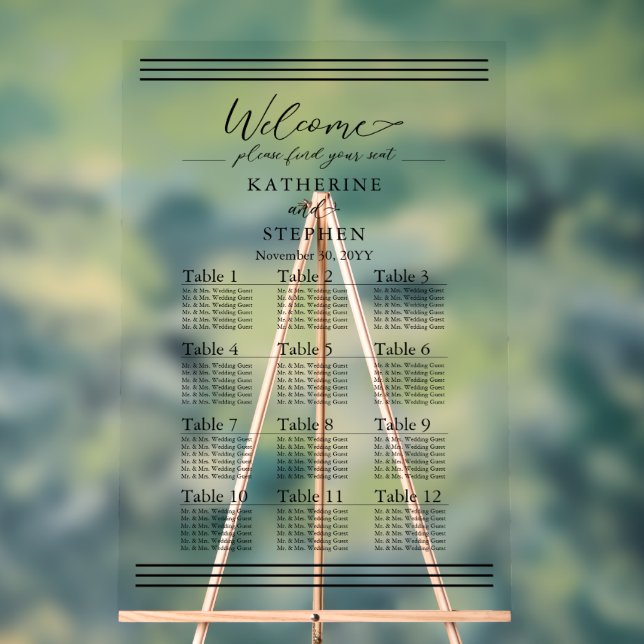 Moderne Minimalistische Hochzeitstabelle Acrylschild (Neutral)