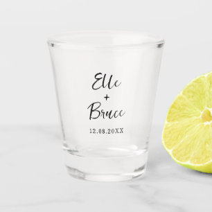 Moderne minimalistische Hochzeitstypografie Schnapsglas