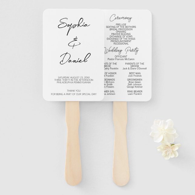 Moderne Minimalistische Hochzeitsvorstellung Fächer (Vorne und Hinten)