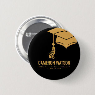 Moderne Minimalistische Hut und Quaste Abschlussfe Button