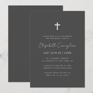 Moderne Minimalistische Imitate Gold-Cross-Gedenkf Einladung