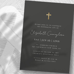 Moderne Minimalistische Imitate Gold-Cross-Gedenkf Einladung