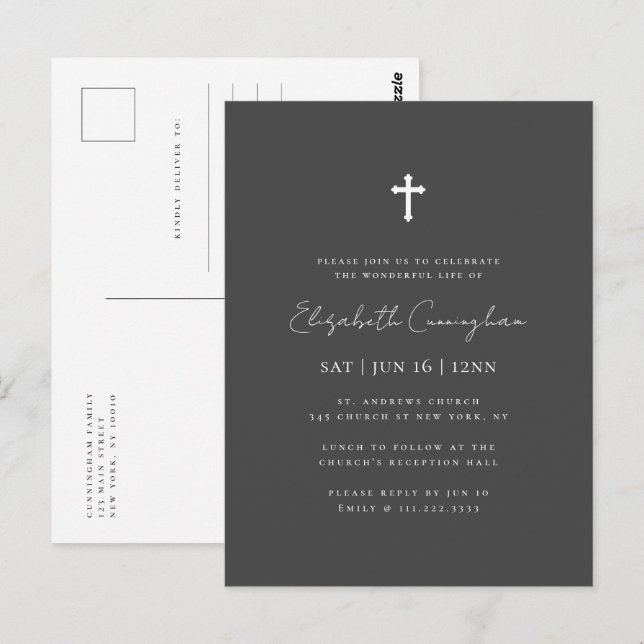 Moderne Minimalistische Imitate Gold-Cross-Gedenkf Postkarte (Vorne/Hinten)