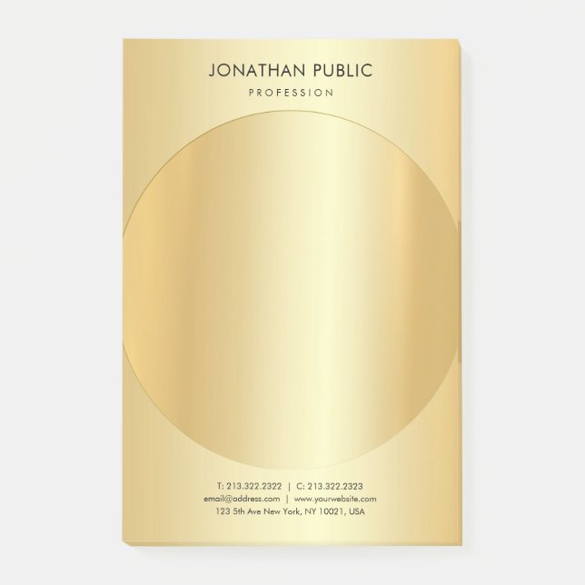 Moderne Minimalistische Imitate Gold Elegante Einf Post-it Klebezettel (Vorderseite)