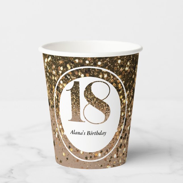 Moderne minimalistische Imitate Gold Glitzer 18. G Pappbecher (Vorderseite)