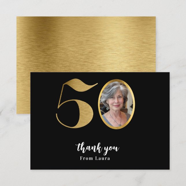 Moderne minimalistische Imitate Gold Glitzer 50. G Dankeskarte (Vorne/Hinten)