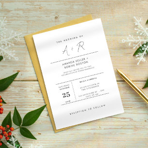 Moderne Minimalistische Initialen Hochzeit Einladung