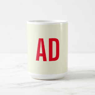 Moderne Minimalistische Initialen Rotes Monogramm  Kaffeetasse