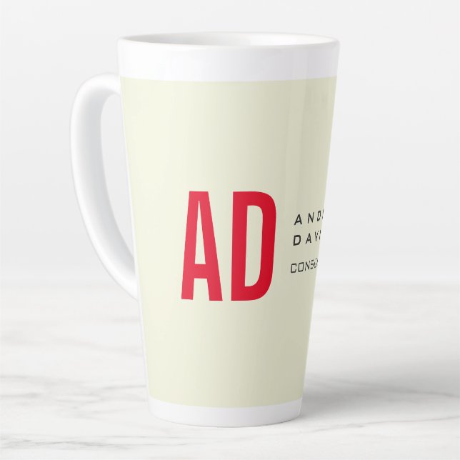Moderne Minimalistische Initialen Rotes Monogramm  Milchtasse (Linke Ecke)
