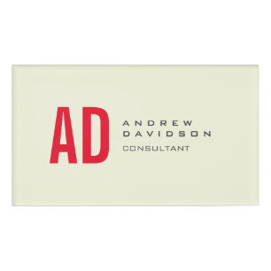 Moderne Minimalistische Initialen Rotes Monogramm Namenschild