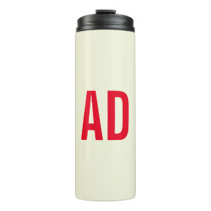 Moderne Minimalistische Initialen Rotes Monogramm  Thermosbecher