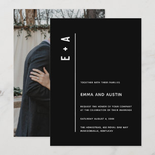 Moderne Minimalistische Initials-Foto Hochzeit Einladung