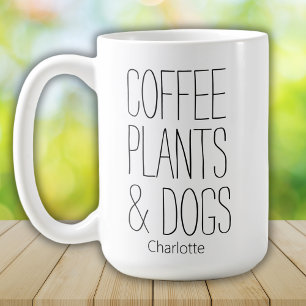 Moderne Minimalistische Kaffee-Pflanze & Hunde Nam Kaffeetasse