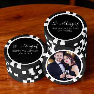 Moderne Minimalistische Kalligrafie - Foto Hochzei Pokerchips