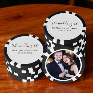 Moderne Minimalistische Kalligrafie-Foto-Hochzeit Pokerchips