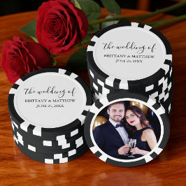 Moderne Minimalistische Kalligrafie-Foto-Hochzeit Pokerchips