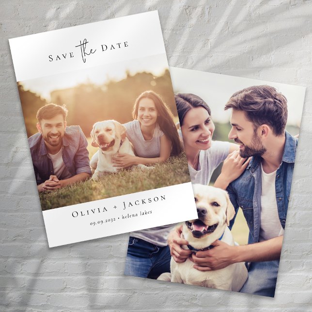 Moderne Minimalistische Kalligrafie-Foto-Hochzeit Save The Date (Von Creator hochgeladen)