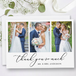 Moderne Minimalistische Kalligrafie Hochzeit 3 Fot Dankeskarte