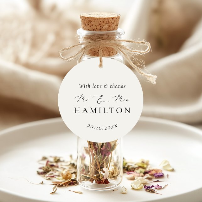 Moderne Minimalistische Kalligrafie-Hochzeit Geschenkanhänger (Von Creator hochgeladen)