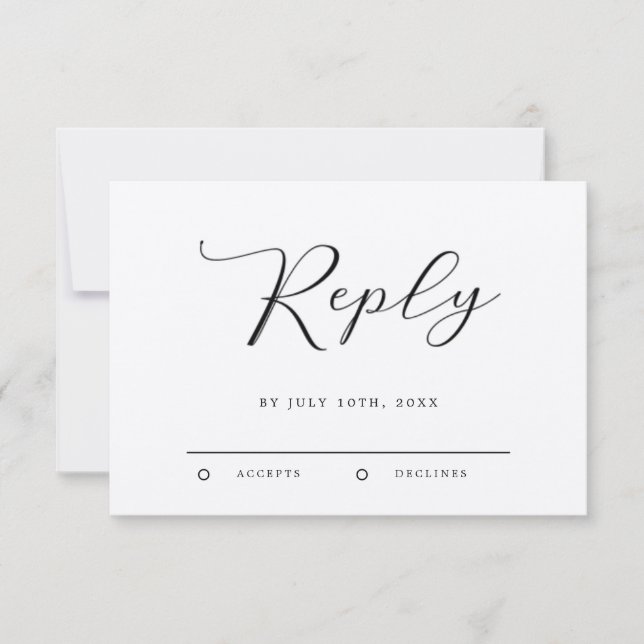 Moderne Minimalistische Kalligrafie-Hochzeit RSVP Karte (Vorderseite)